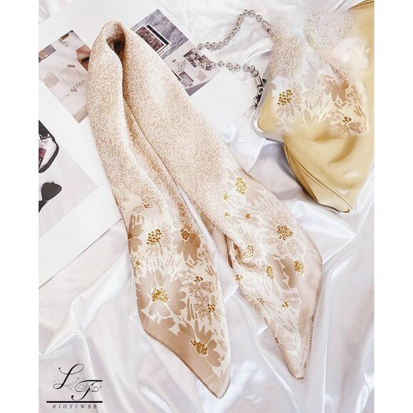 Satin Bandanas Head A11 Khaki Scarf Women Lightweight Silk Hair Wrap Sleep Scarf - Picture 4 of 6